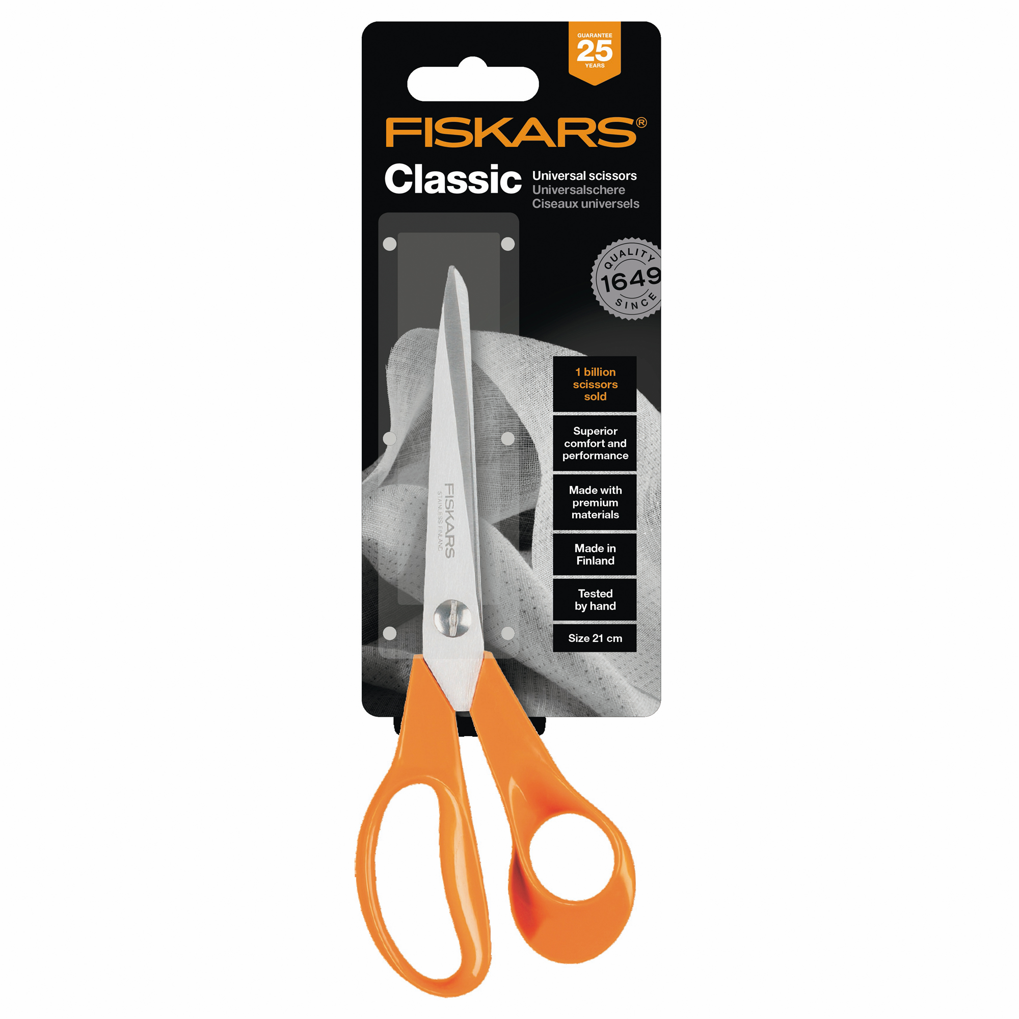 9853 - ** FISKARS CLASSIC GEN PURP 21cm R/H