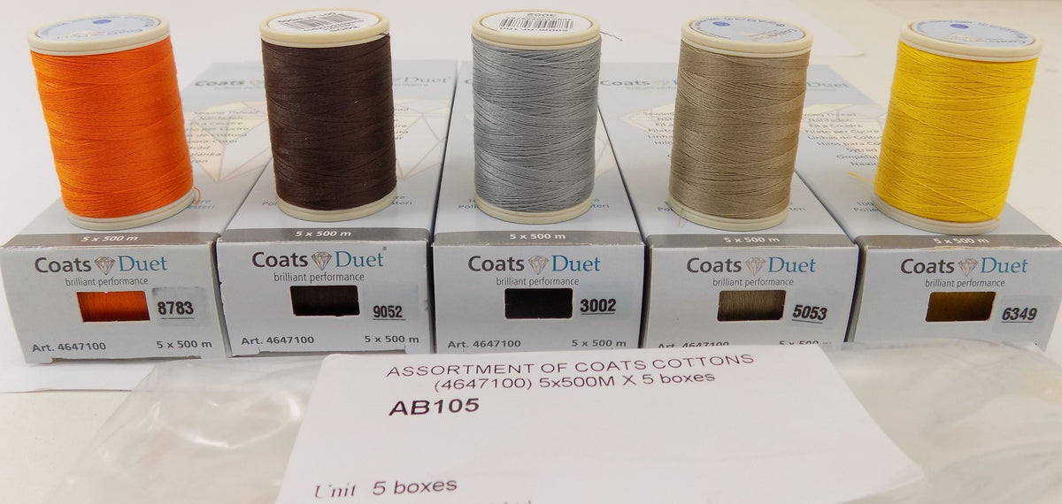 AB105  ASSORTMENT OF COATS COTTONS (4647100) 5x500M X 5 boxes