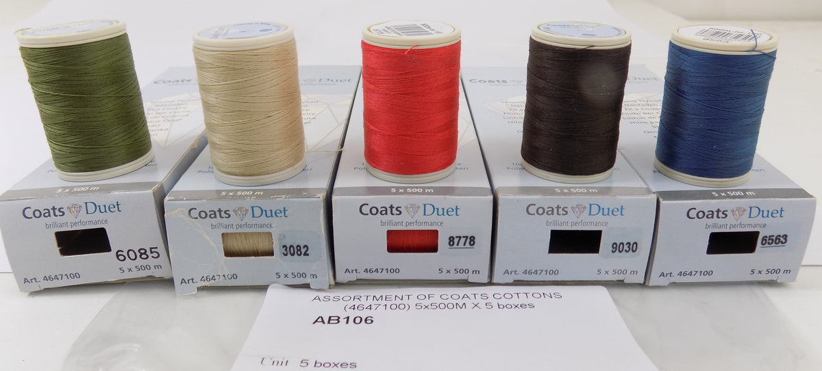 AB106  ASSORTMENT OF COATS COTTONS (4647100) 5x500M X 5 boxes