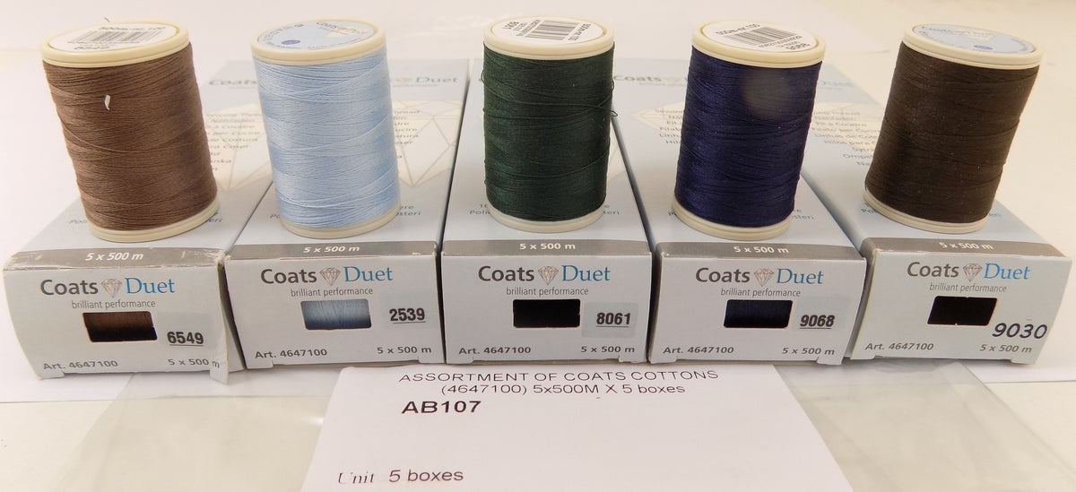 AB107  ASSORTMENT OF COATS COTTONS (4647100) 5x500M X 5 boxes