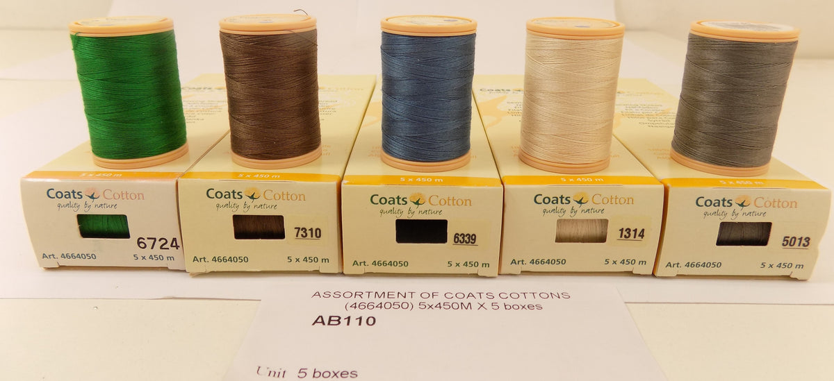 AB110  ASSORTMENT OF COATS COTTONS (4664050) 5x500M X 5 boxes