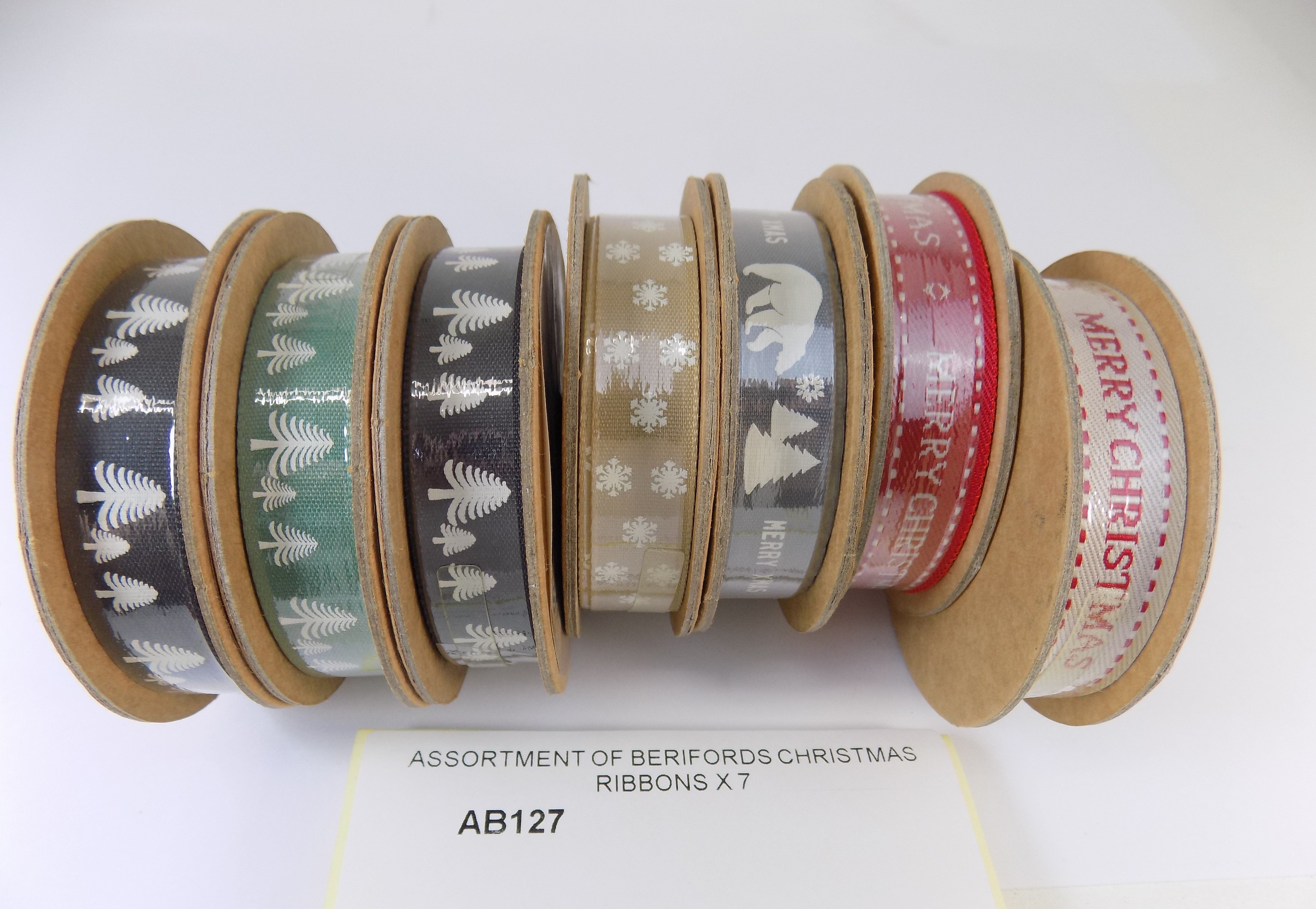 AB127  ASSORTMENT OF BERIFORDS CHRISTMAS RIBBONS X 7