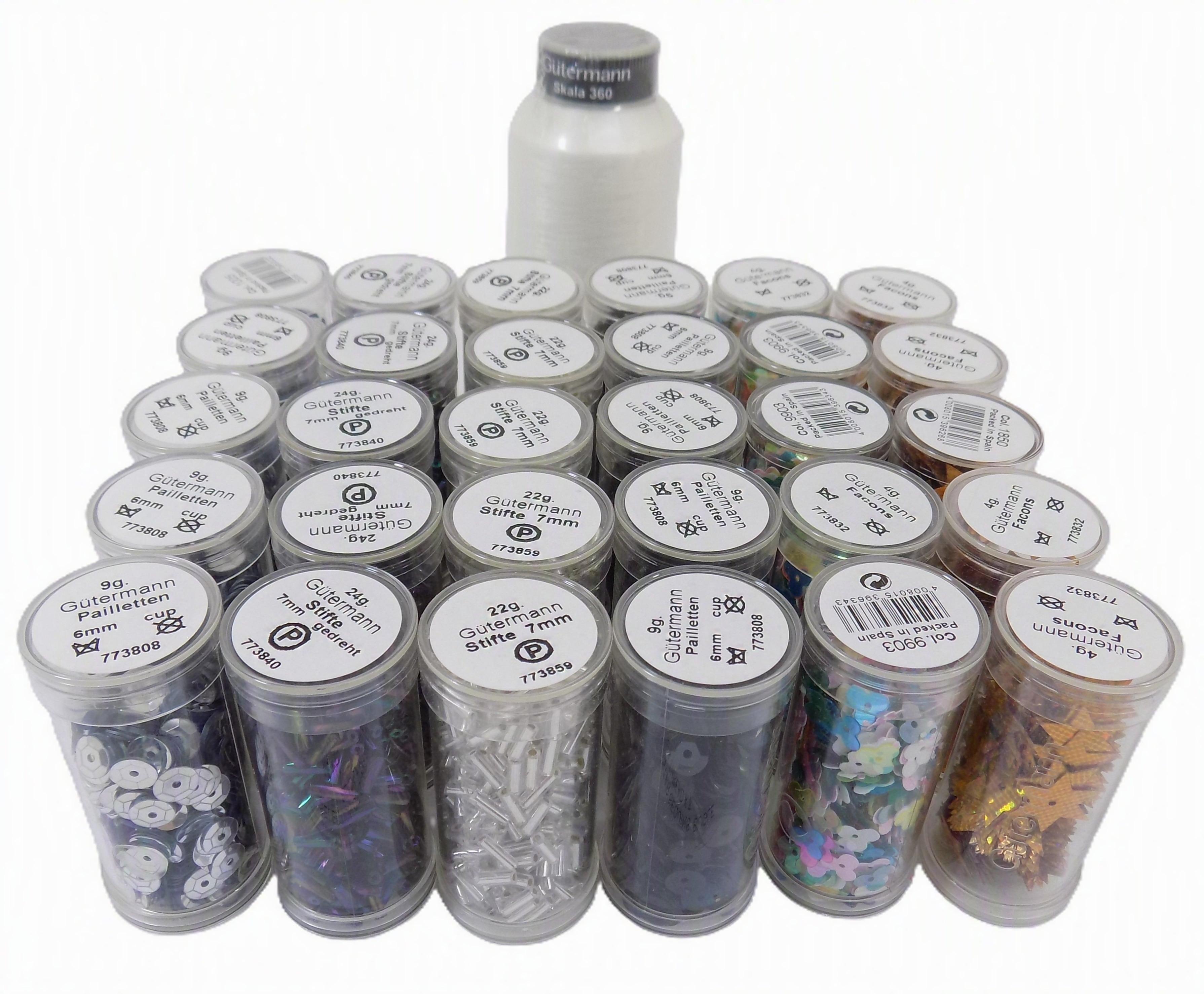 AB144  SELECTION OF STAR SEQUINS, BUGLE BEADS & THREAD X 7