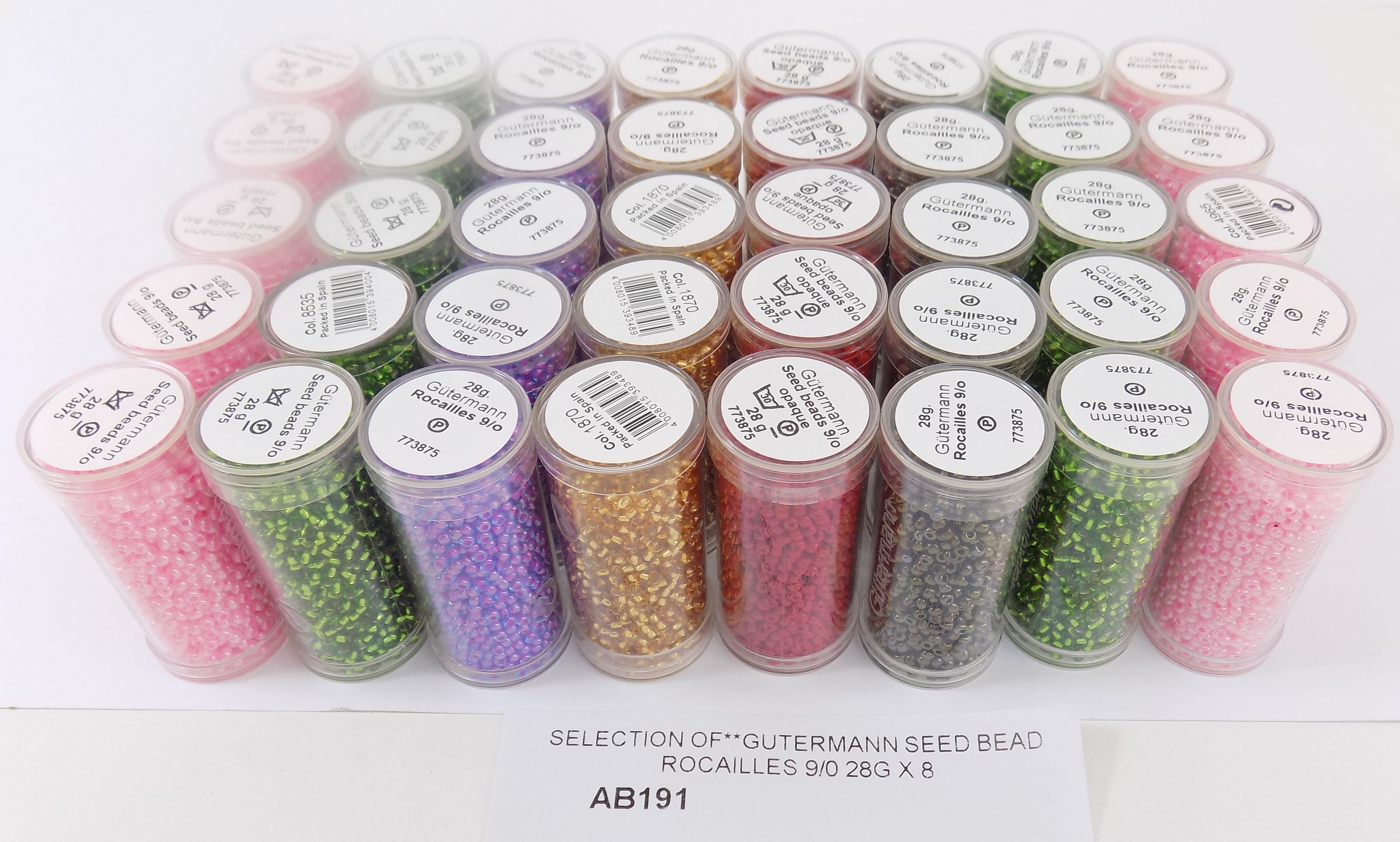 AB191  SELECTION OF GUTERMANN SEED BEAD ROCAILLES 9/0 28G X 8