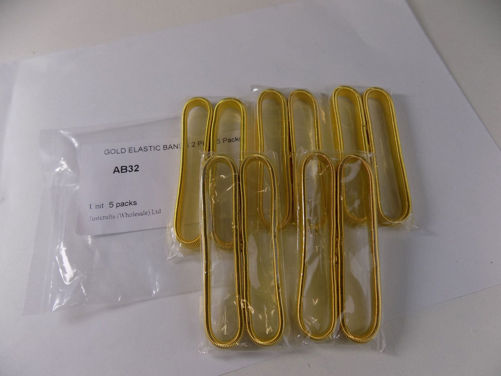 AB32  GOLD ELASTIC BANDS 2 PK X 5 Packs