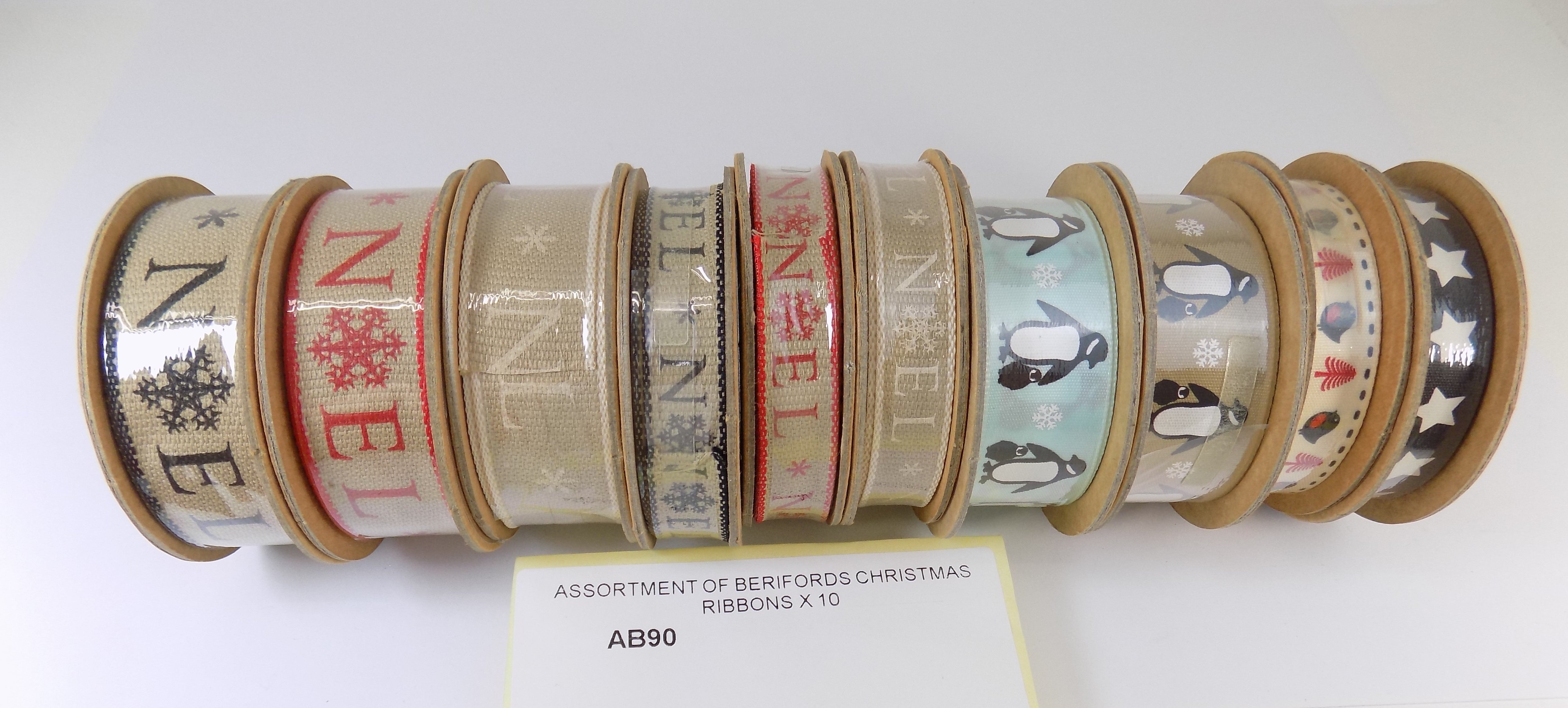 AB90  ASSORTMENT OF BERIFORDS CHRISTMAS RIBBONS X 10