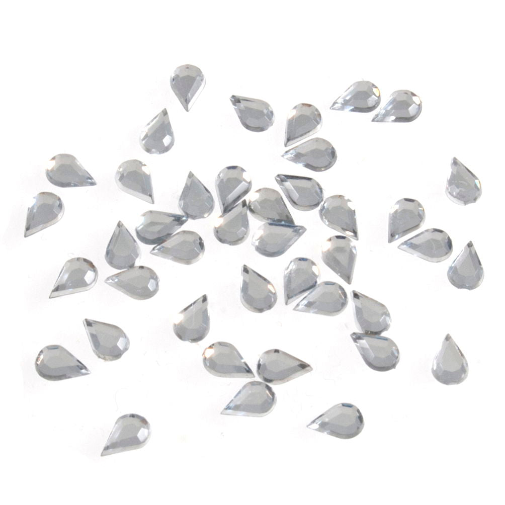 B6040-1 - ACRYLIC STONES 6x4mm DROP (50pcs) 1 CLEAR