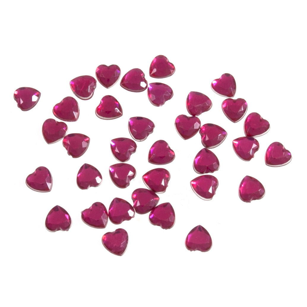 B6041-7 - ACRYLIC STONES 6mm HEARTS (35pcs) 7 CERISE