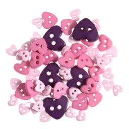 B6166-11 - MINI CRAFT BUTTONS - HEARTS LILAC