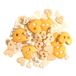 B6166-3 - MINI CRAFT BUTTONS - HEARTS LEMON