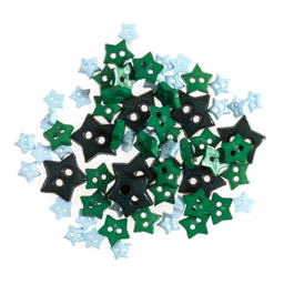 B6167-21 - MINI CRAFT BUTTONS - STARS GREEN