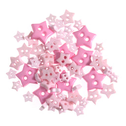 B6167-6 - MINI CRAFT BUTTONS - STARS PINK