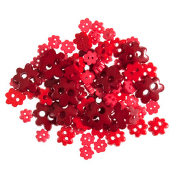 B6168-8 - MINI CRAFT BUTTONS - FLOWERS RED