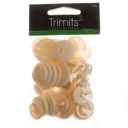 B6210-1-50G - MIXED CRAFT BUTTONS IVORY 50G X 5 PACK
