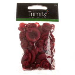 B6210-12-50G - MIXED CRAFT BUTTONS BURGUNDY 50G X 5 PACK