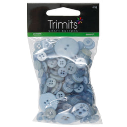 B6210-15-50G - MIXED CRAFT BUTTONS LT BLUE 50G X 5 PACK