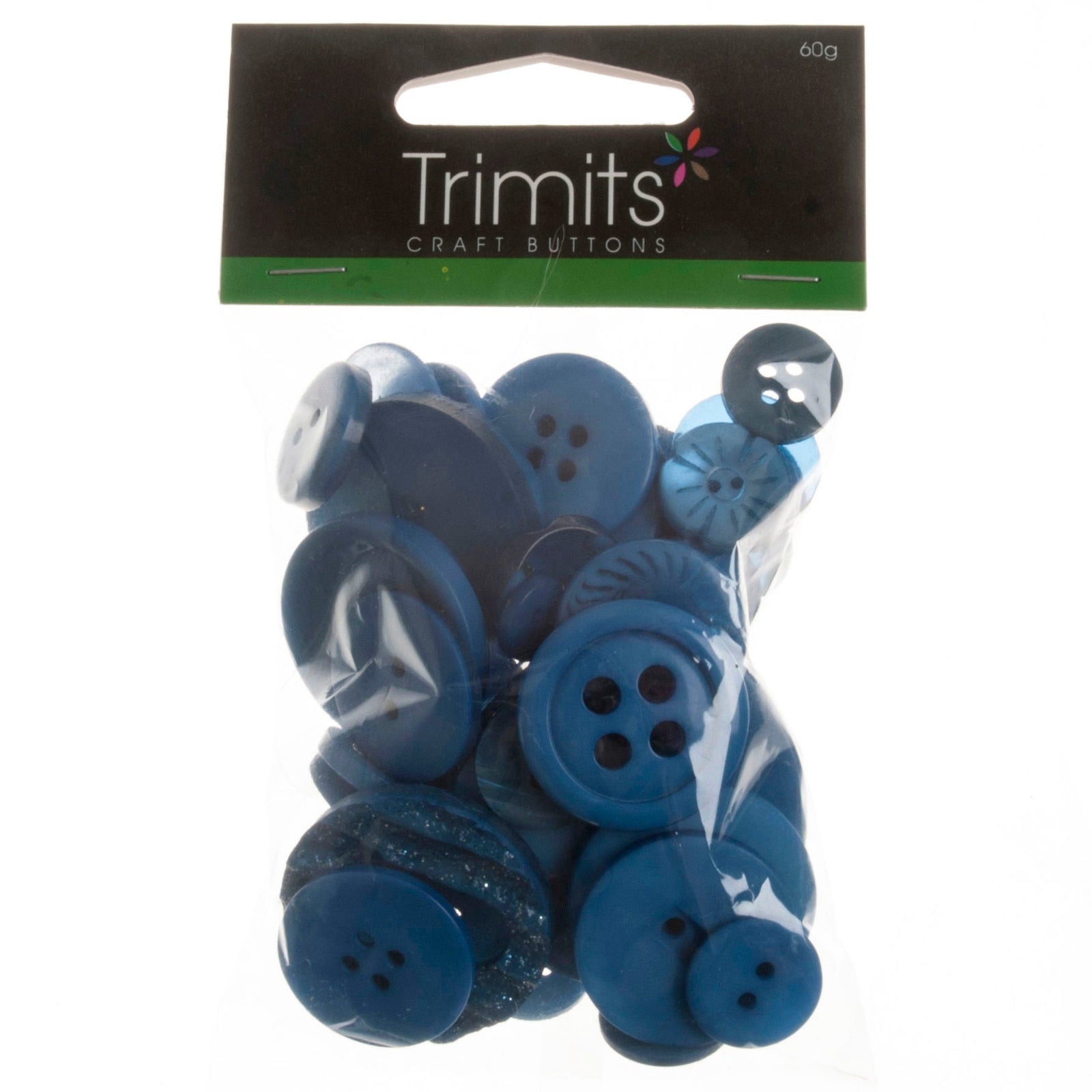B6210-17-50G - MIXED CRAFT BUTTONS BLUE 50G X 5 PACK