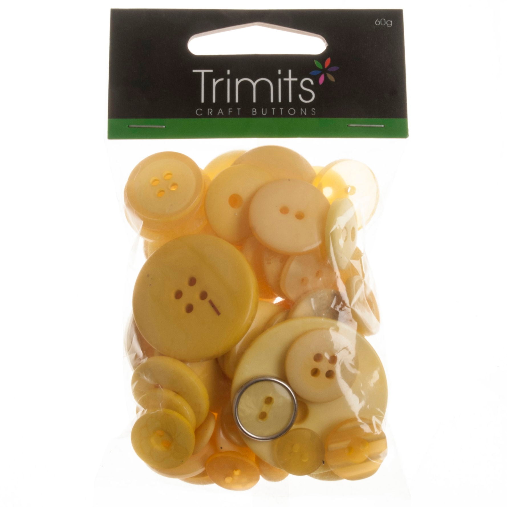 B6210-3-50G - MIXED CRAFT BUTTONS YELLOW 50G X 5 PACK