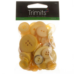 B6210-3-50G - MIXED CRAFT BUTTONS YELLOW 50G X 5 PACK