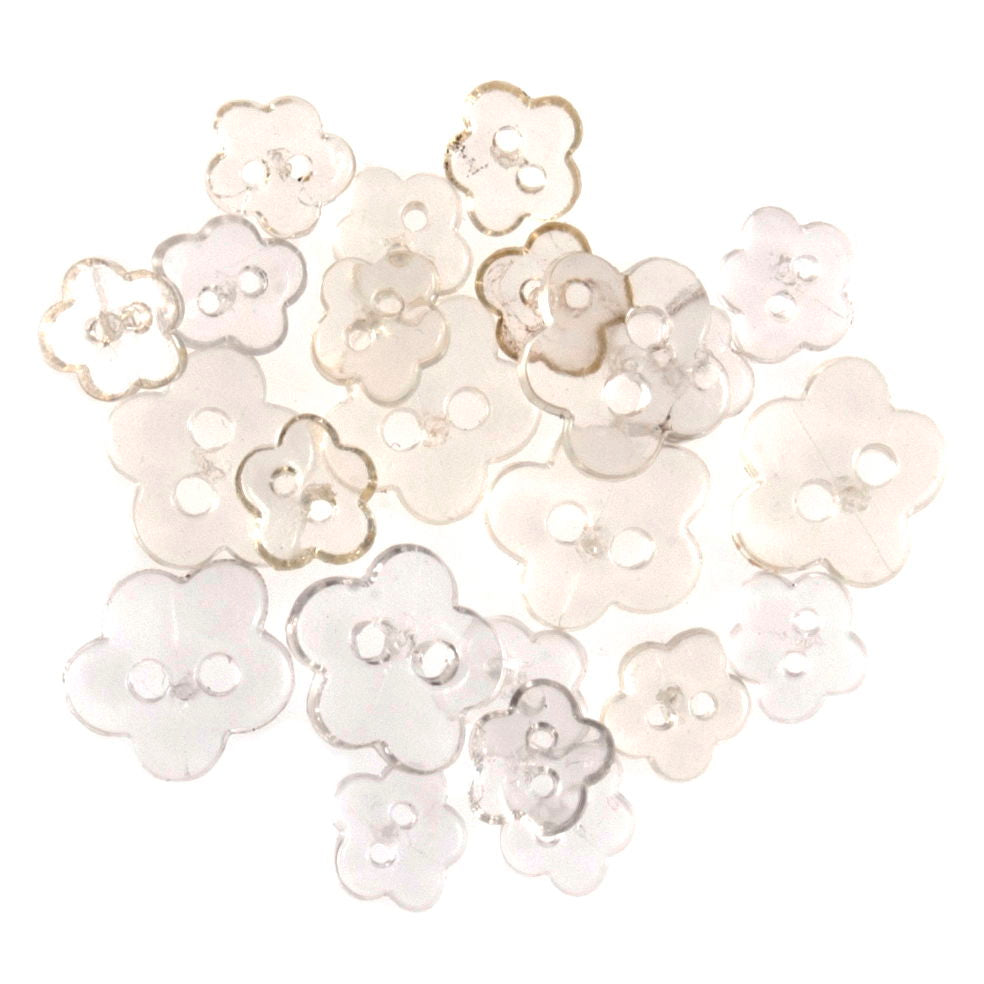 B6214-1 - TRIMITS TRANS. MINI BUTTONS FLOWER CLEAR