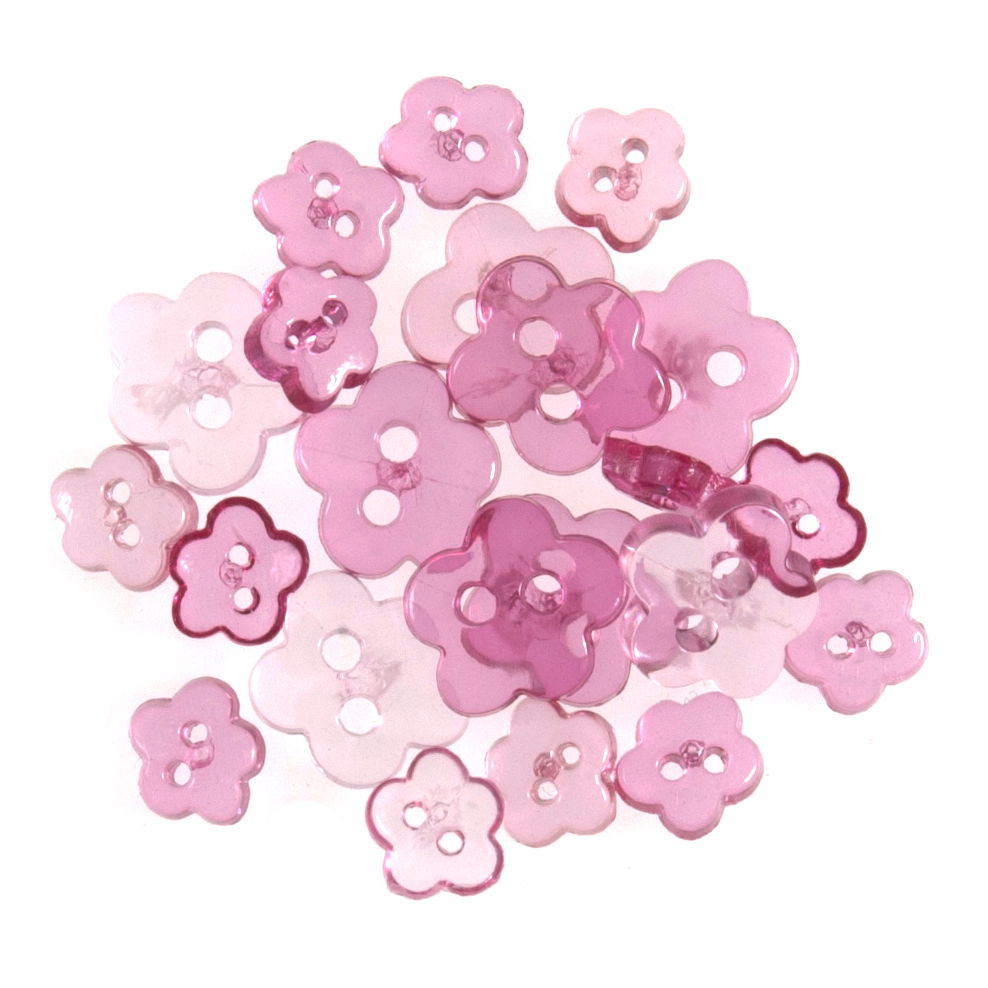 B6214-6 - TRIMITS TRANS. MINI BUTTONS FLOWER PINK