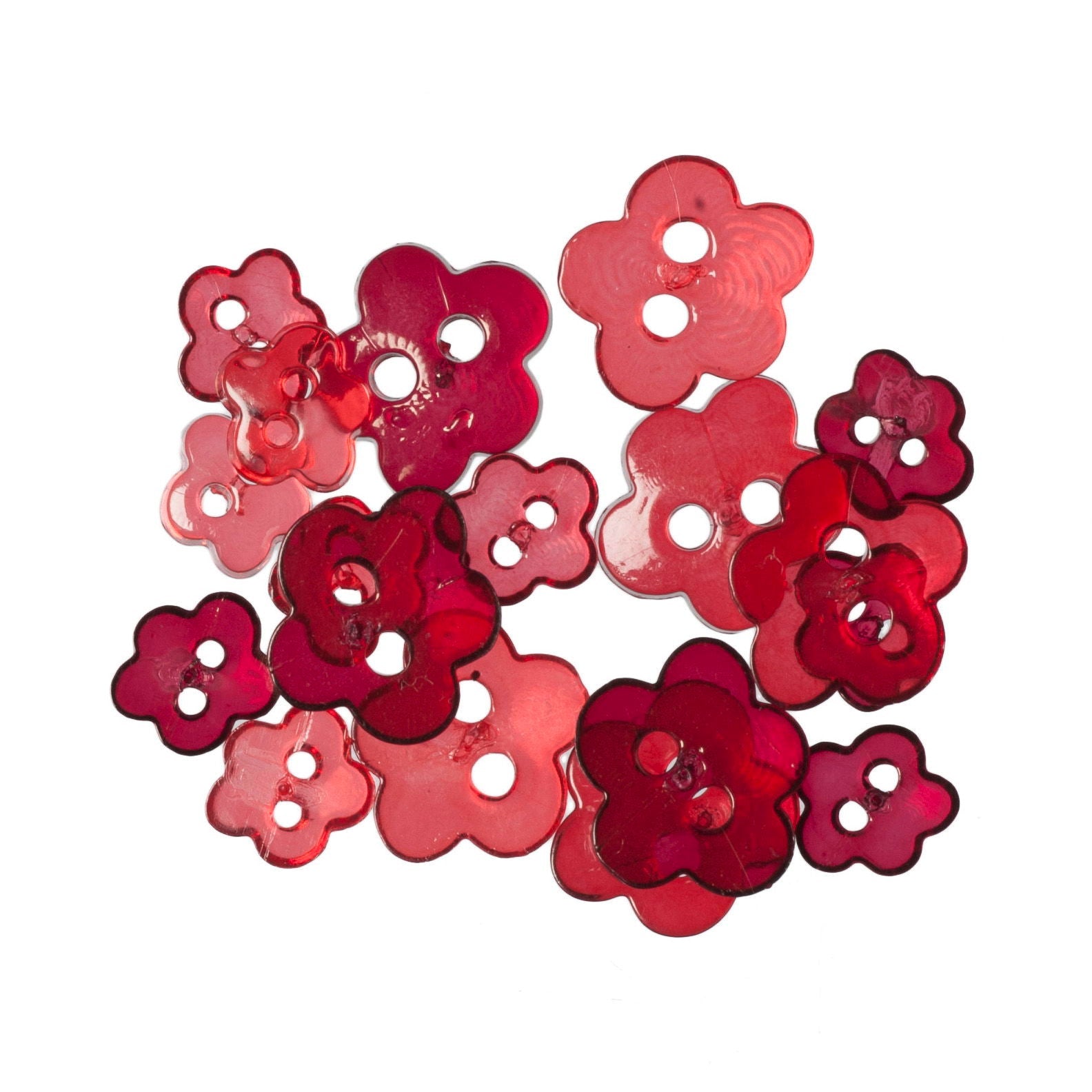B6214-8 - TRIMITS TRANS. MINI BUTTONS FLOWER RED