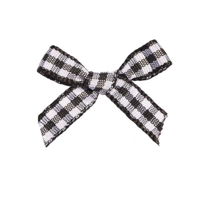 BOWG030 - GINGHAM 7mm SCATTER BOW 030 BLACK