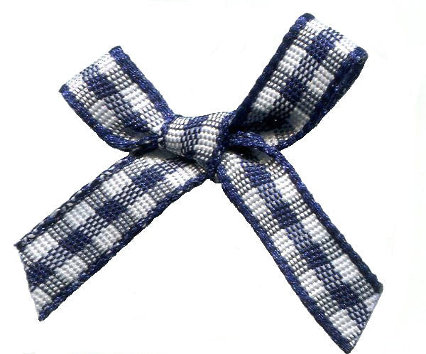 BOWG370 - GINGHAM 7mm SCATTER BOW 370 NAVY BLUE