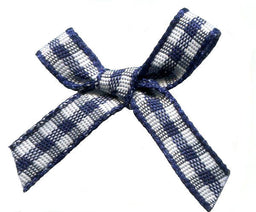 BOWG370 - GINGHAM 7mm SCATTER BOW 370 NAVY BLUE