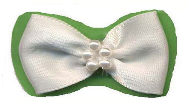 BTP029 - RIBBON BOWTIE & PEARL 029 WHITE