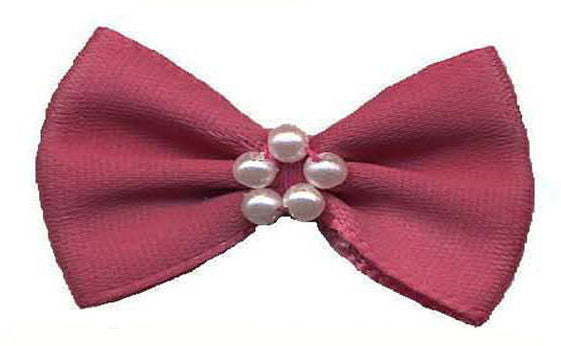 BTP168 - RIBBON BOWTIE & PEARL 168 COL ROSE