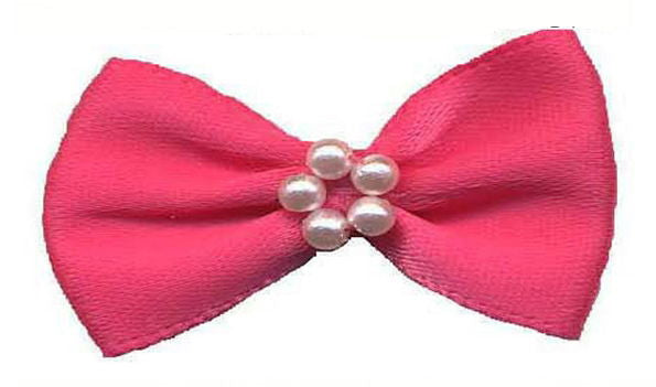 BTP175 - RIBBON BOWTIE & PEARL 175 HOT PINK