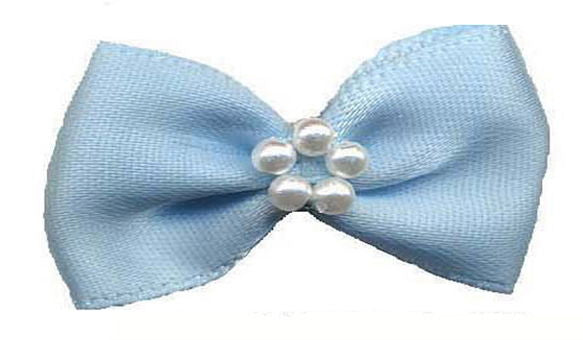 BTP305 - RIBBON BOWTIE & PEARL 305 LT BLUE