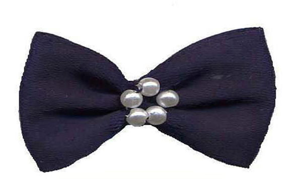BTP370 - RIBBON BOWTIE & PEARL 370 NAVY