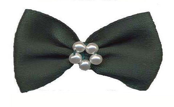 BTP587 - RIBBON BOWTIE & PEARL 587 FOREST GREEN