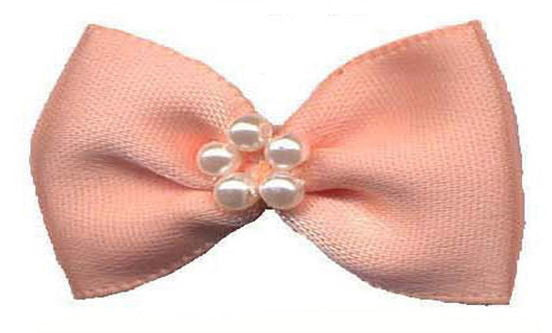 BTP714 - RIBBON BOWTIE & PEARL 714 PEACH