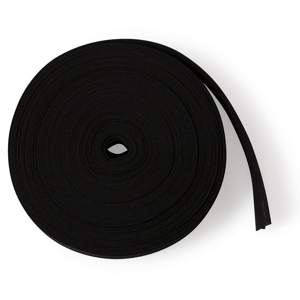 CB25-02 - COTTON BIAS BINDING 25mm BLACK x 25m ROLL