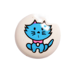 CG4-24L-E - BUTTONS - PRINTED BLUE CAT  (WHITE ACRYLIC GLASS)