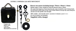 CLOCK - QUARTZ CLOCK (AIDM) - 76MM BLACK C HANDS(ACH) MED SPINDLE