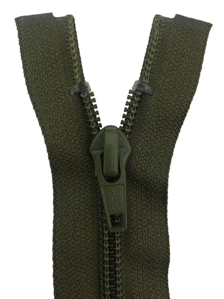 CN056-10-566 - YKK MED/W OPEN END ZIP 10 inch 25 cm 566 KHAKI