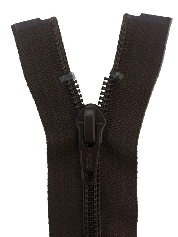 CN056-10-570 - YKK MED/W OPEN END ZIP 10 inch 25 cm 570 BROWN
