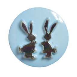 CN19-22 - BUTTONS-TWIN RABBITS (FOILED) 22 LT.BLUE 22L