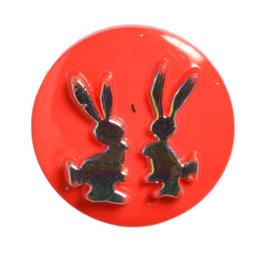 CN19-30 - BUTTONS-TWIN RABBITS (FOILED) 30 RED 22L