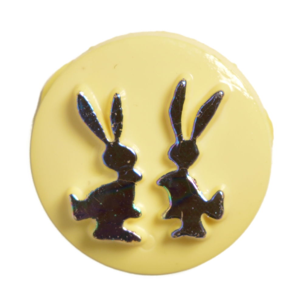 CN19-3 - BUTTONS-TWIN RABBITS (FOILED) 3 YELLOW  22L