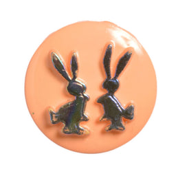 CN19-49 - BUTTONS-TWIN RABBITS (FOILED) 49 PEACH 22L