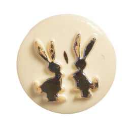 CN19-8 - BUTTONS-TWIN RABBITS (FOILED) 8 CREAM 22L