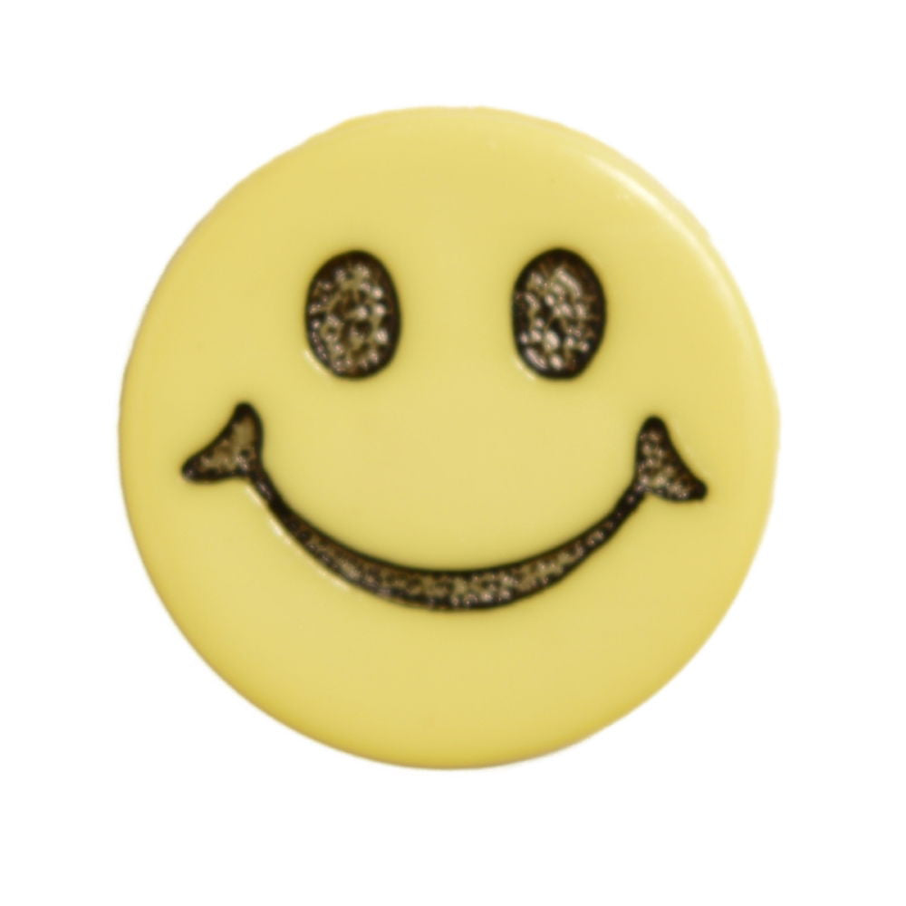 CN40-3 - BUTTONS- SMILEY FACE (ETCHED) 3  YELLOW 24L