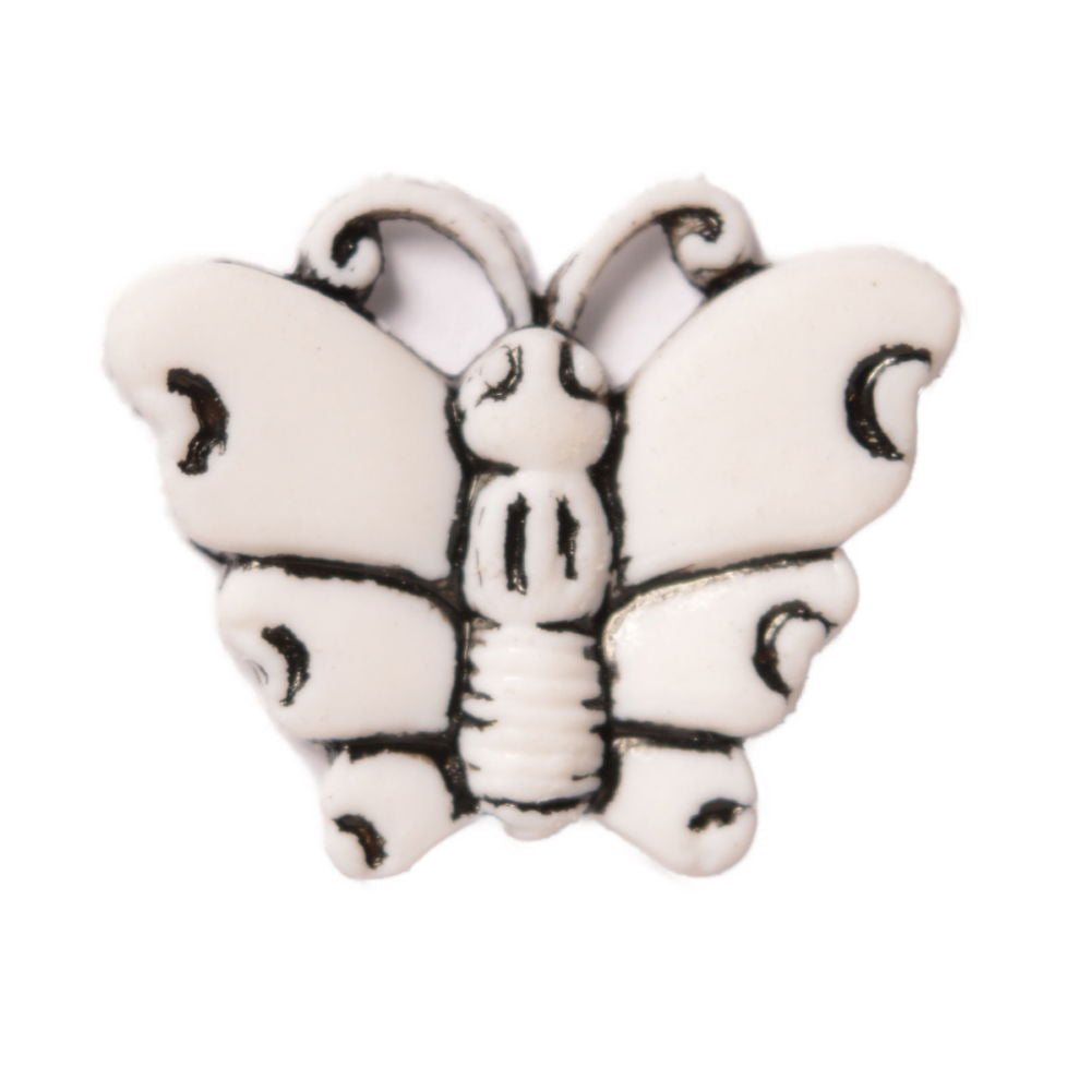 CN60-1 - BUTTONS- BUTTERFLY (ETCHED) COL 1 WHITE 24L