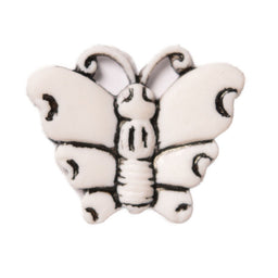 CN60-1 - BUTTONS- BUTTERFLY (ETCHED) COL 1 WHITE 24L