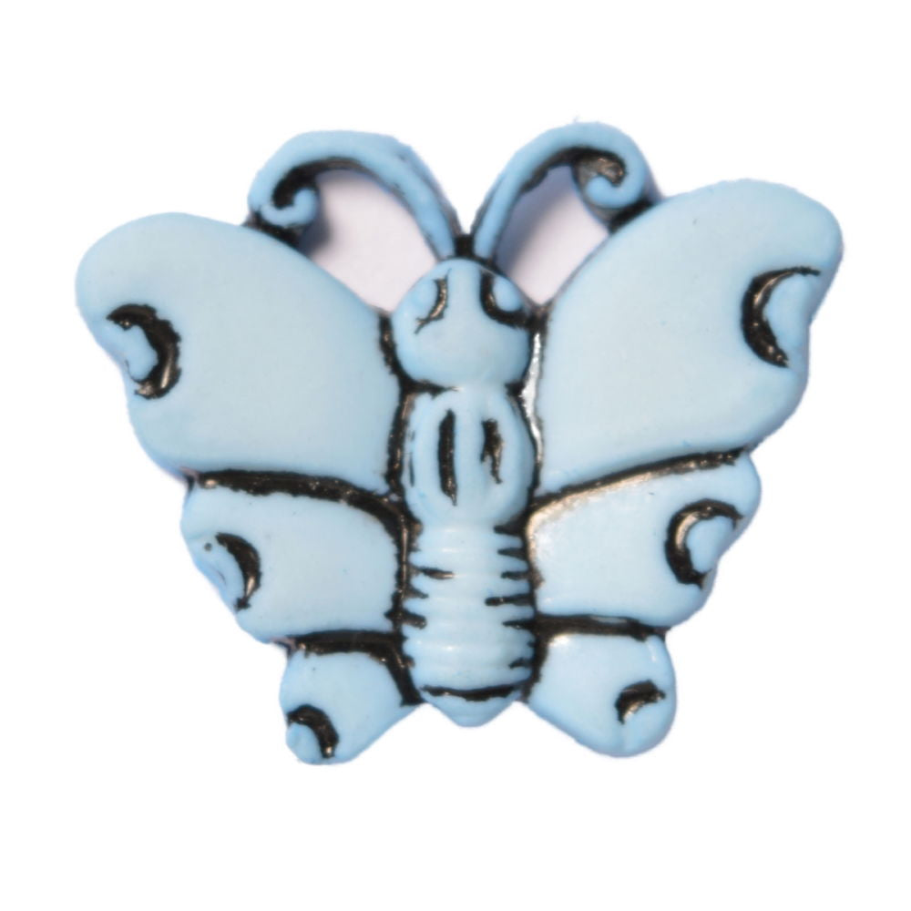 CN60-22 - BUTTONS- BUTTERFLY (ETCHED)  COL 22 LT.BLUE 24L